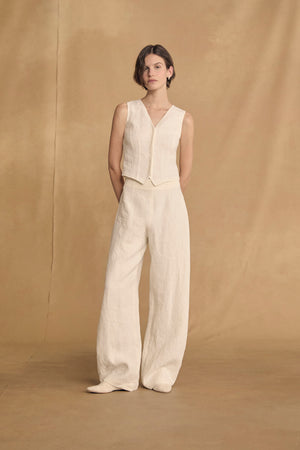 Costa, ivory linen pants