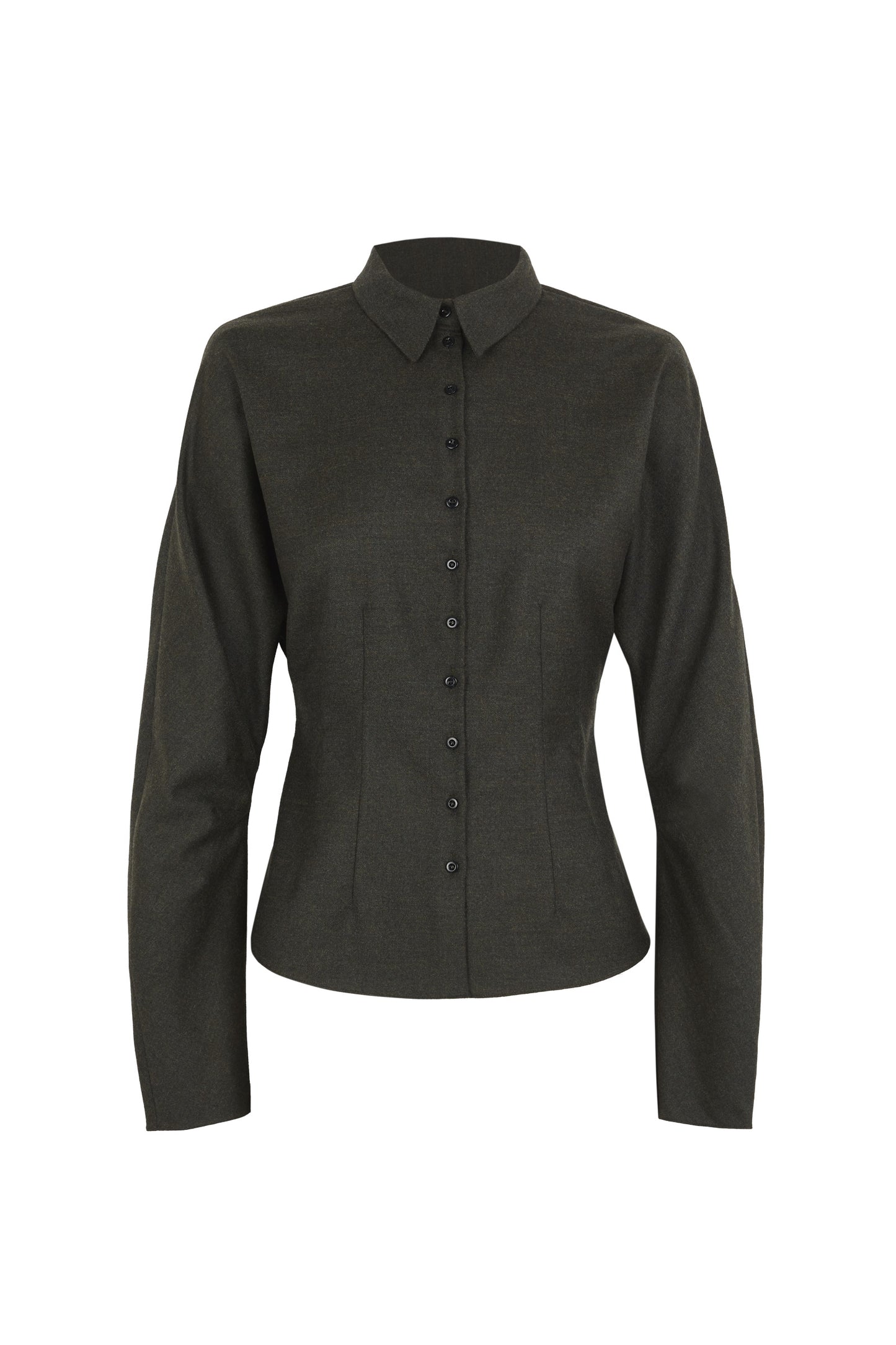 Cuento, dark green virgin wool shirt