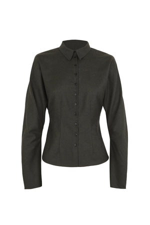 Cuento, dark green virgin wool shirt