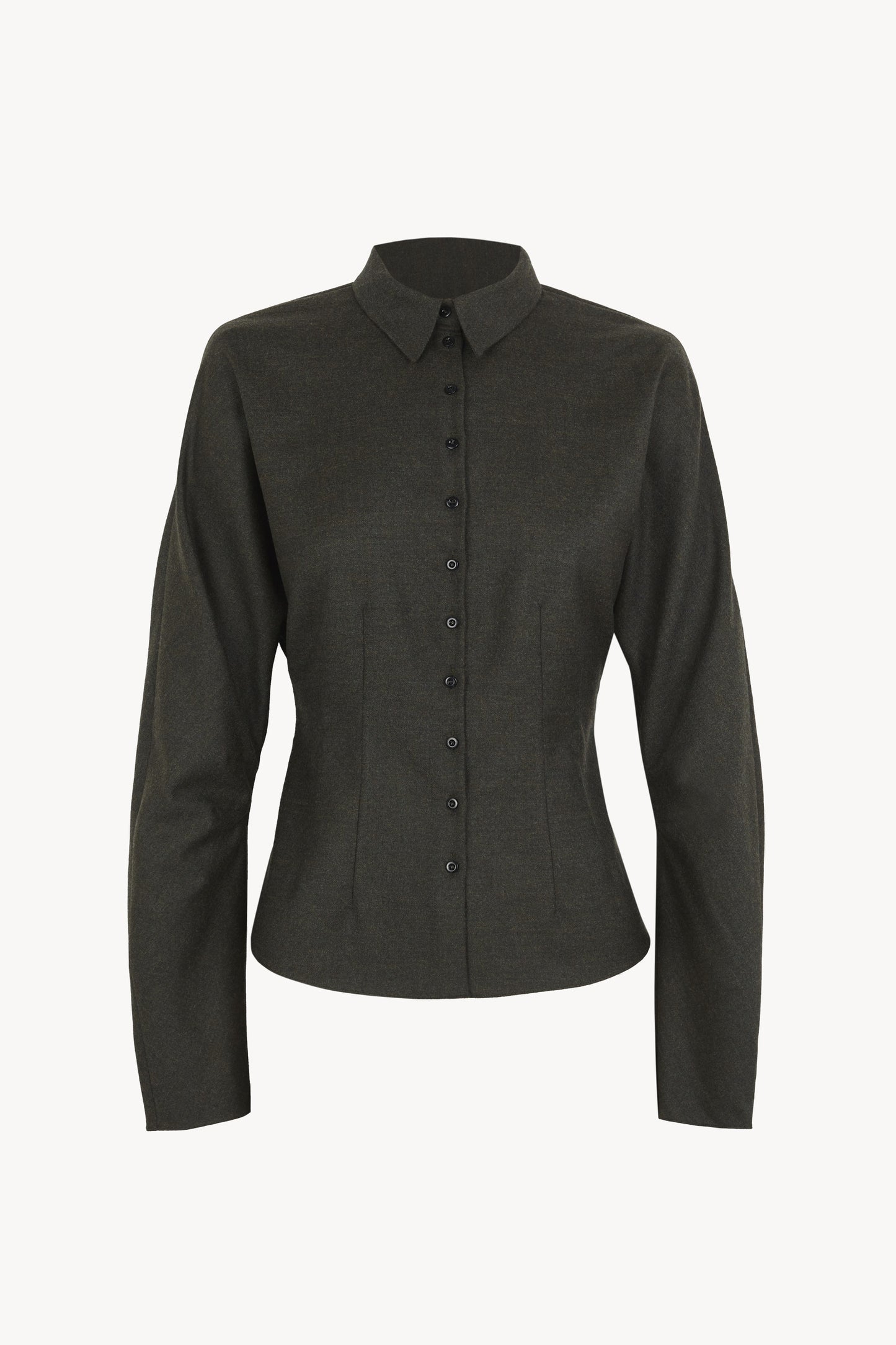 Cuento, dark green virgin wool shirt