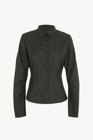 Cuento, dark green virgin wool shirt
