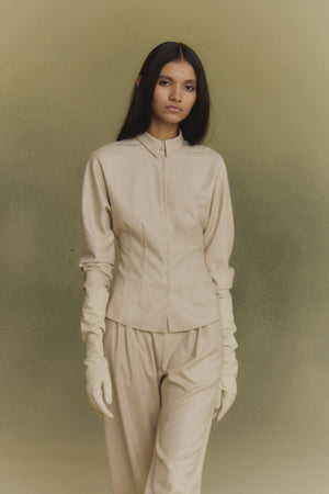 Cuento, beige virgin wool shirt