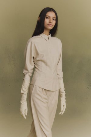 Cuento, dark green virgin wool shirt