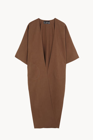 Culta, abrigo largo oversize henna