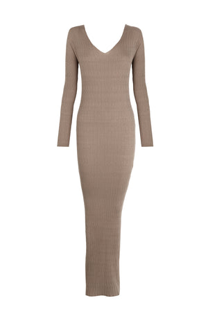 Cypress, long smoky mauve knit dress