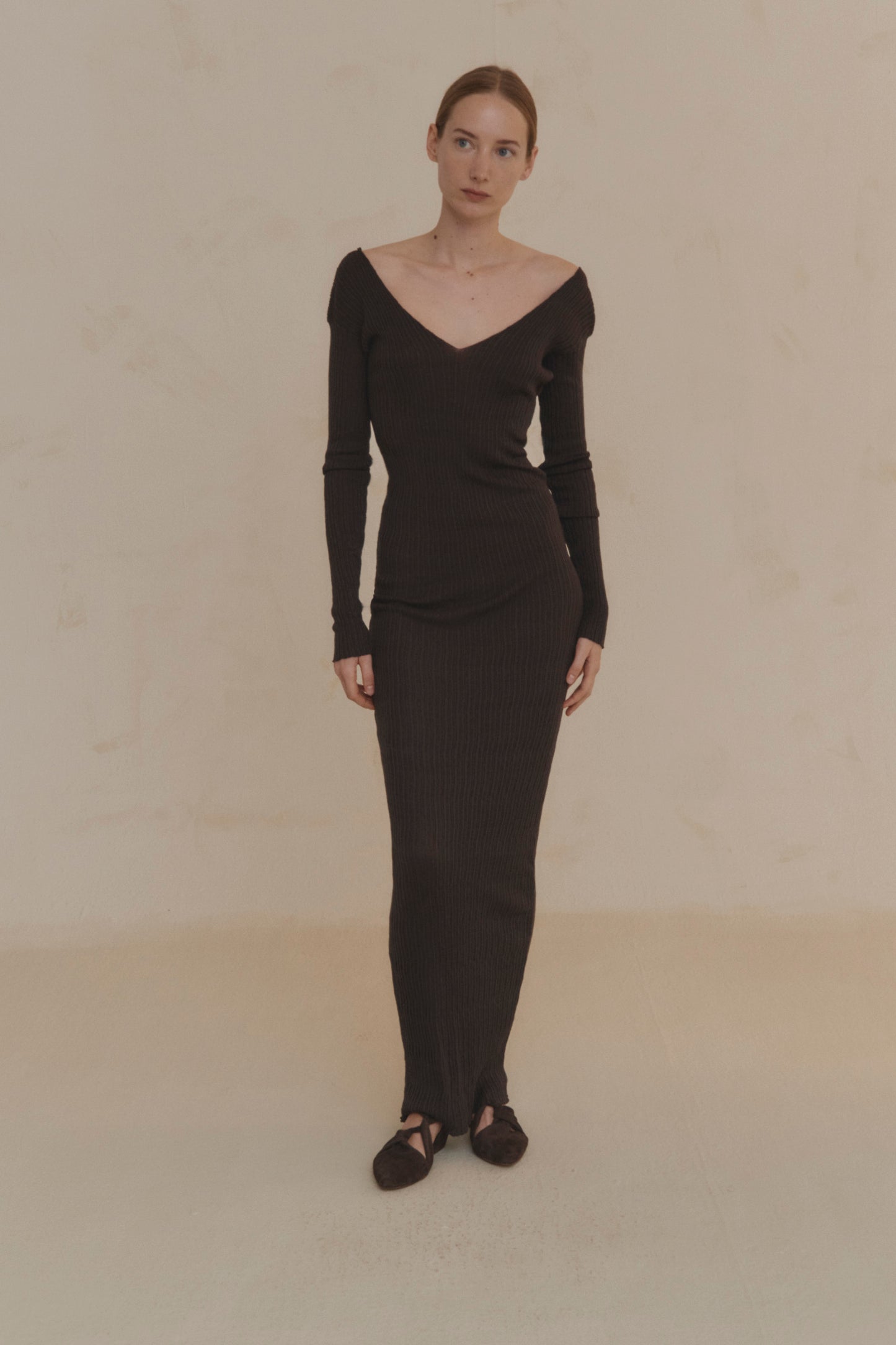 Cypress, long anthracite knit dress