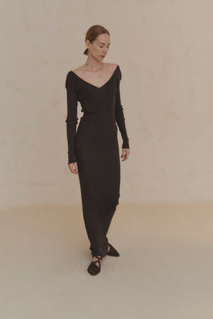Cypress, long anthracite knit dress