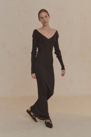 Cypress, long anthracite knit dress
