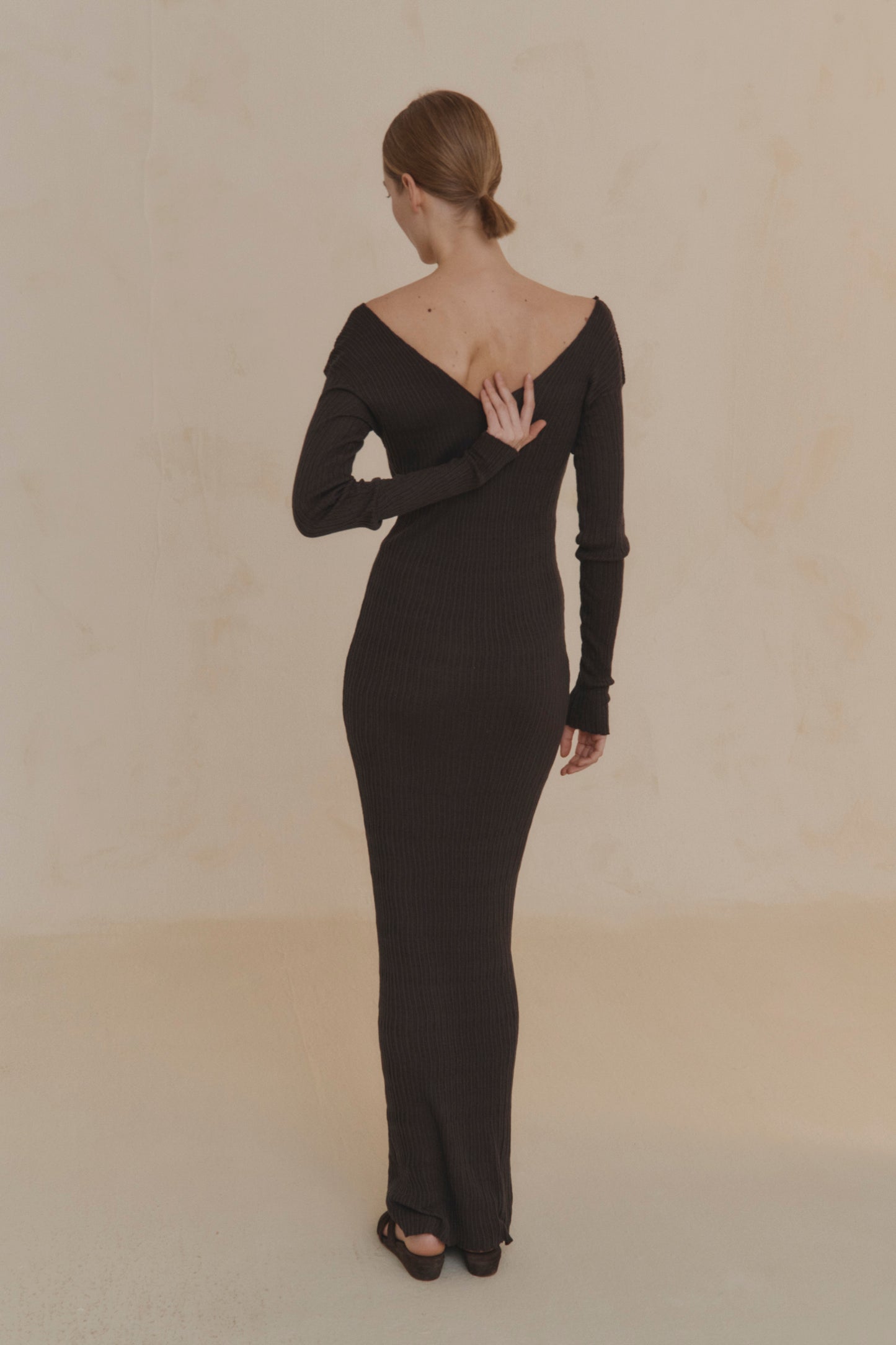 Cypress, long anthracite knit dress