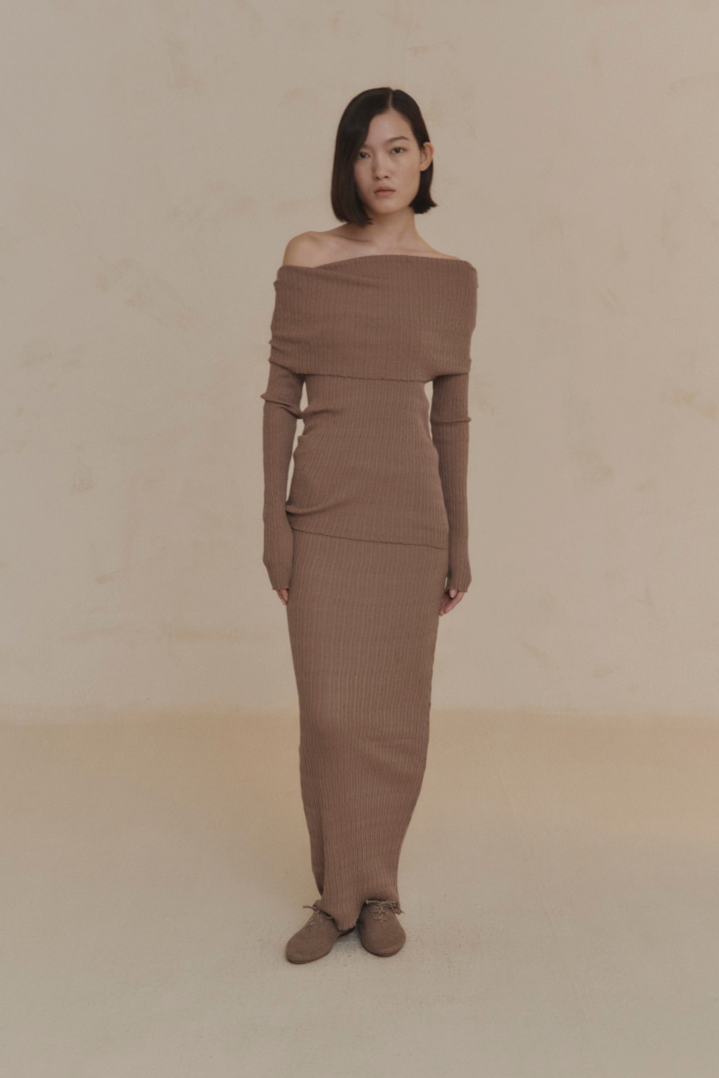 Cypress, smoky mauve knit top