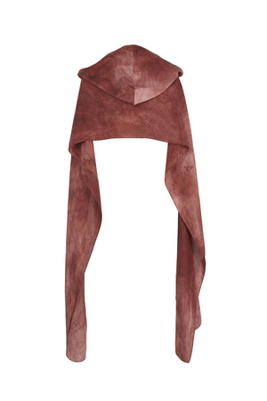 Dali, fade red hooded scarf