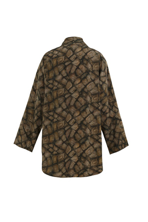 Deep, deep print silk top