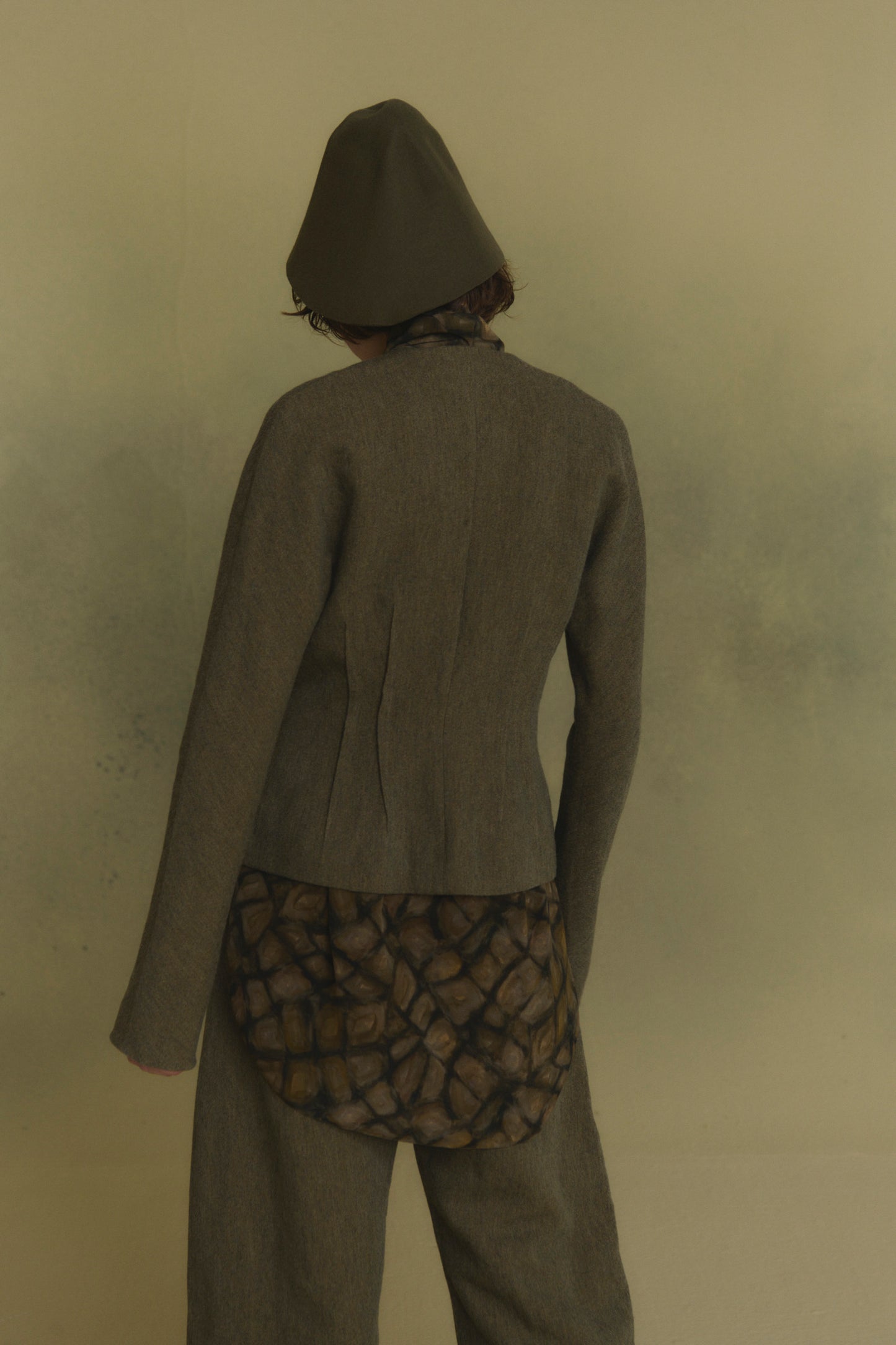 Aura, khaki asymmetric hat