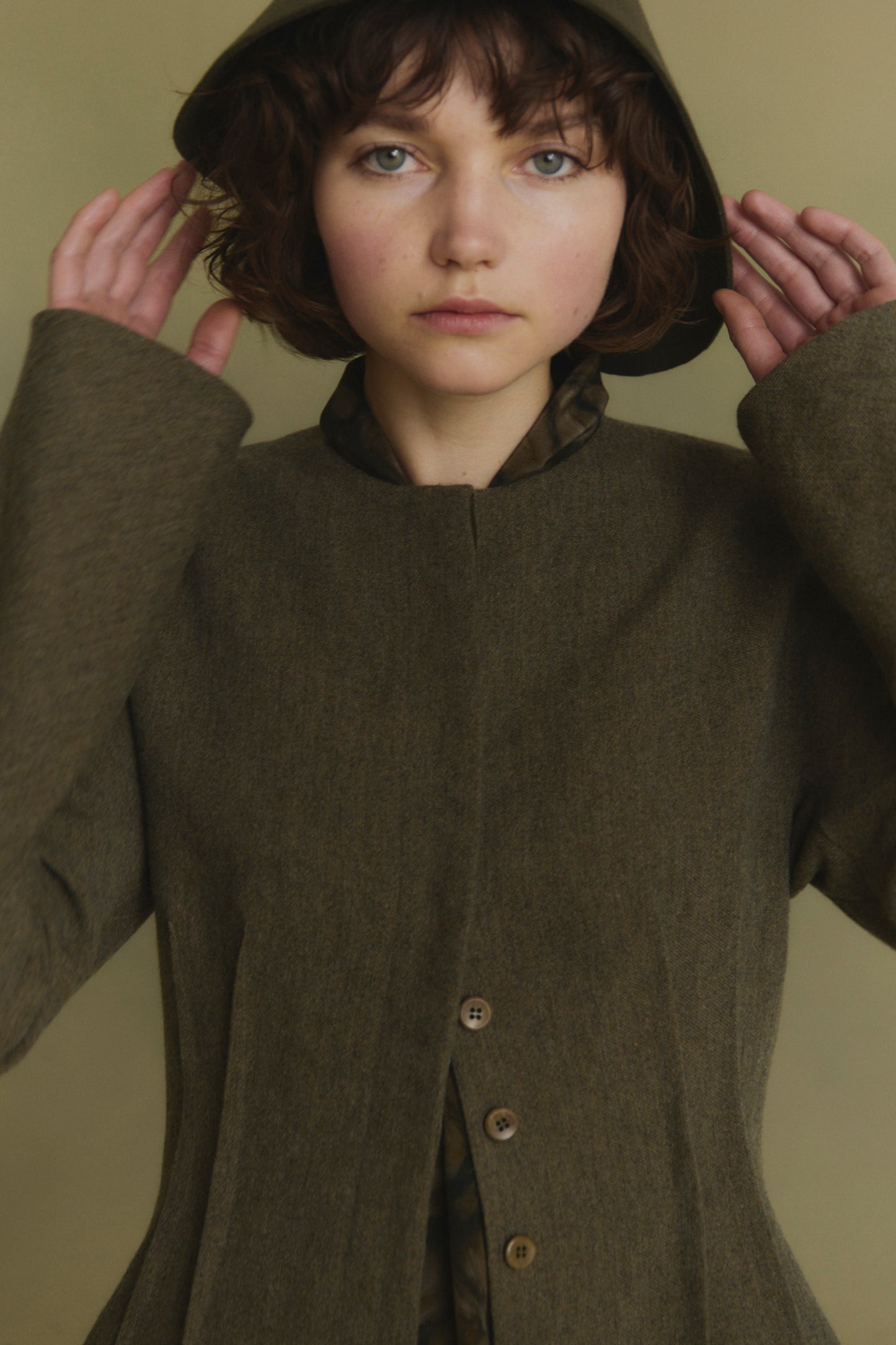 Aura, khaki asymmetric hat