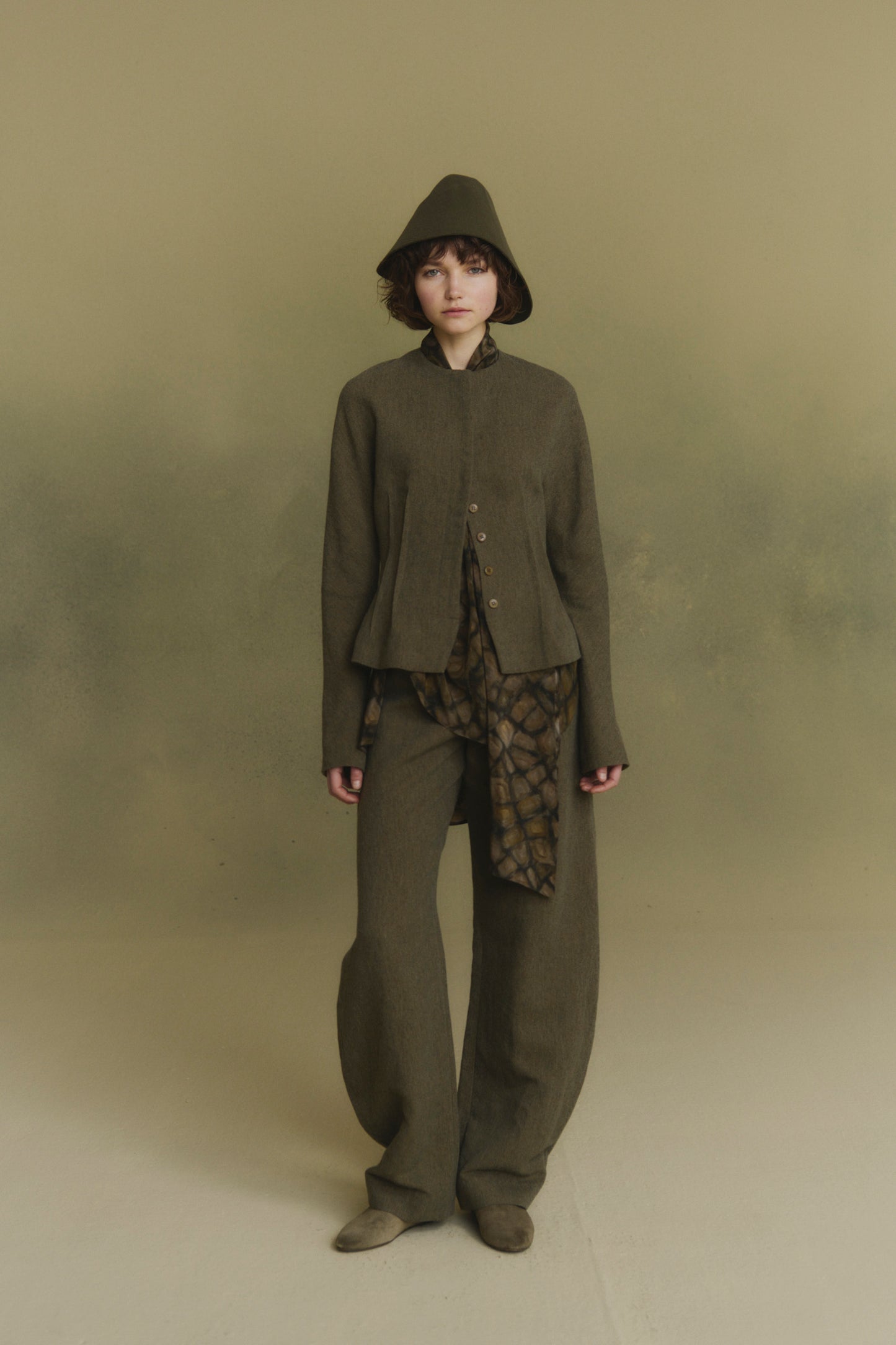 Rider, fitted green melange jacket