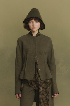 Aura, khaki asymmetric hat