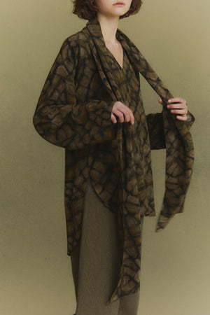 Deep, deep print silk top