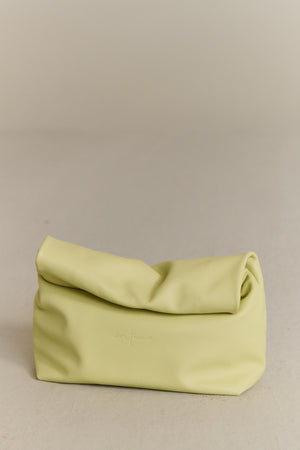 Delhi S, pale canary leather clutch