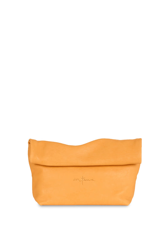 Delhi S, clutch de cuero melocoton