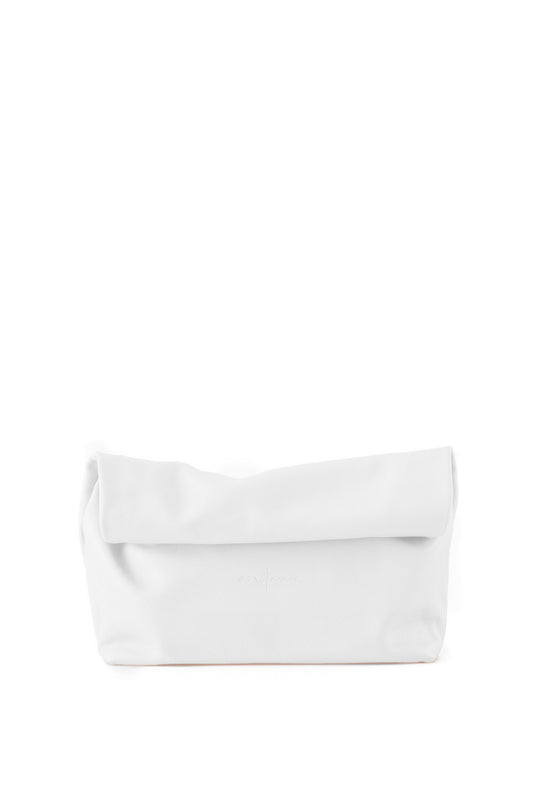 Delhi L, clutch grande en cuero blanco