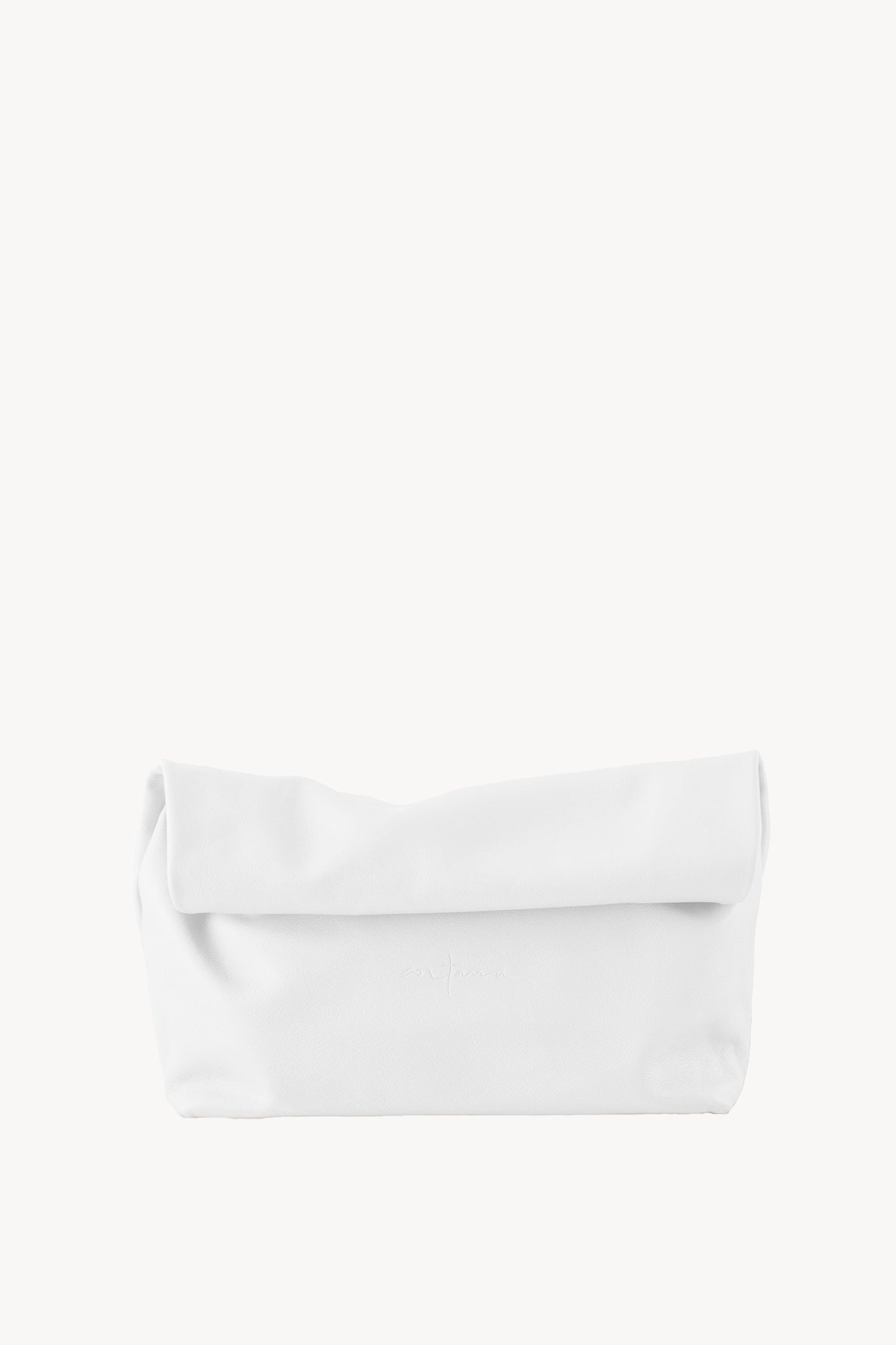 Delhi L, clutch grande en cuero blanco