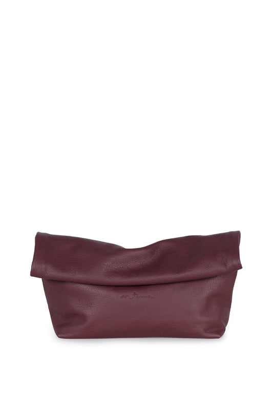 Delhi L, clutch grande en cuero burdeos