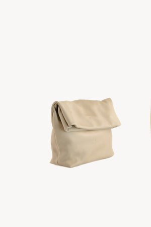 Delhi S, ecru leather clutch