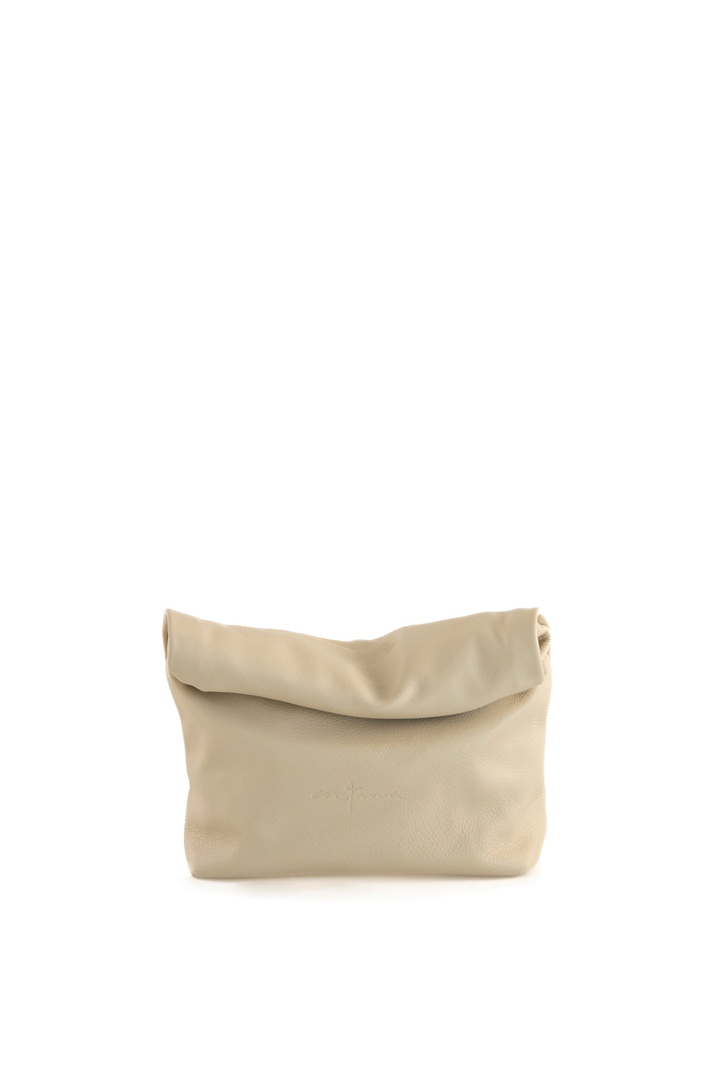 Delhi S, clutch en cuero crudo