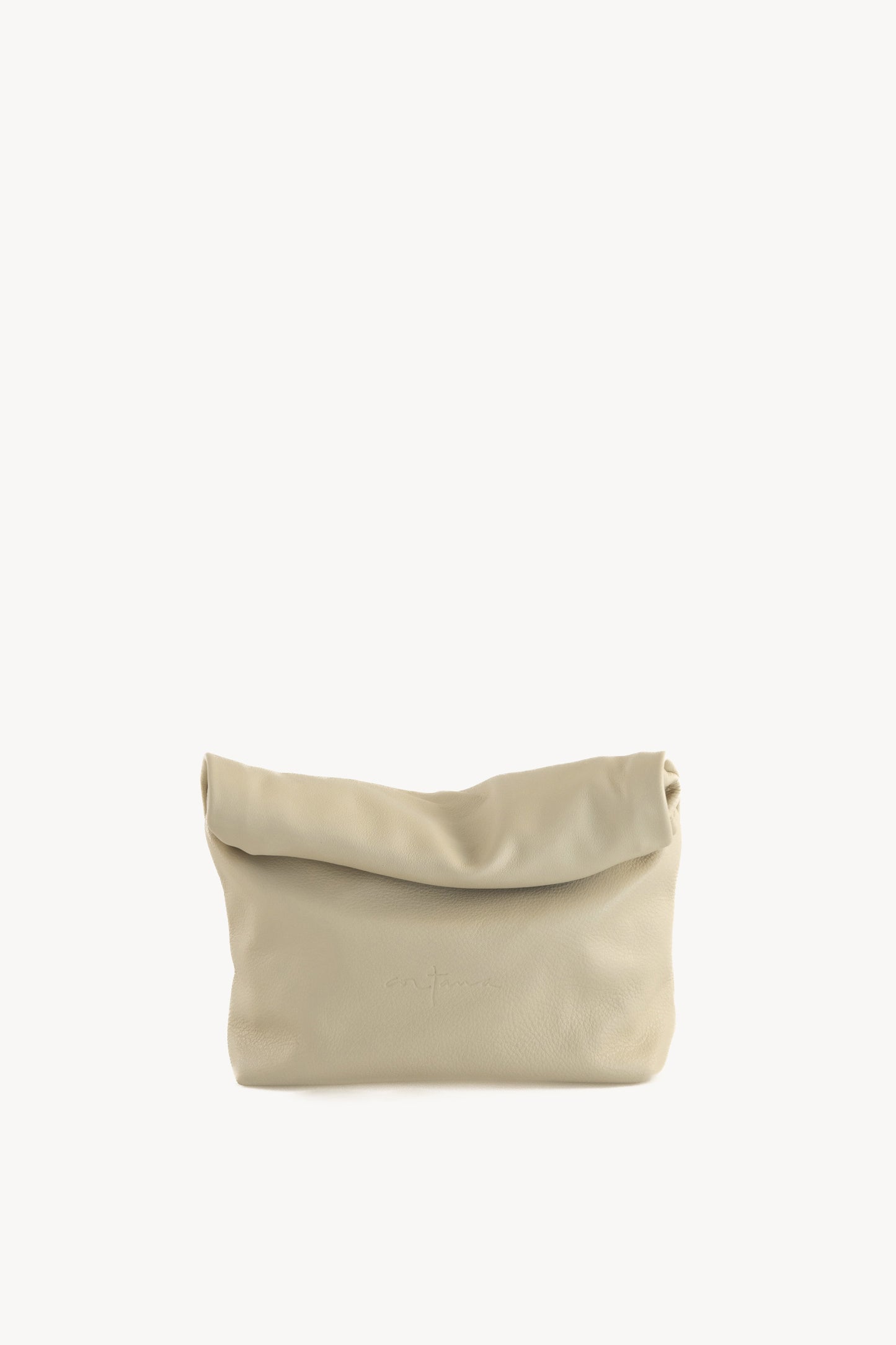 Delhi S, ecru leather clutch