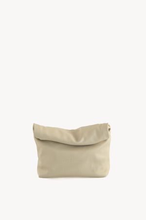 Delhi S, ecru leather clutch