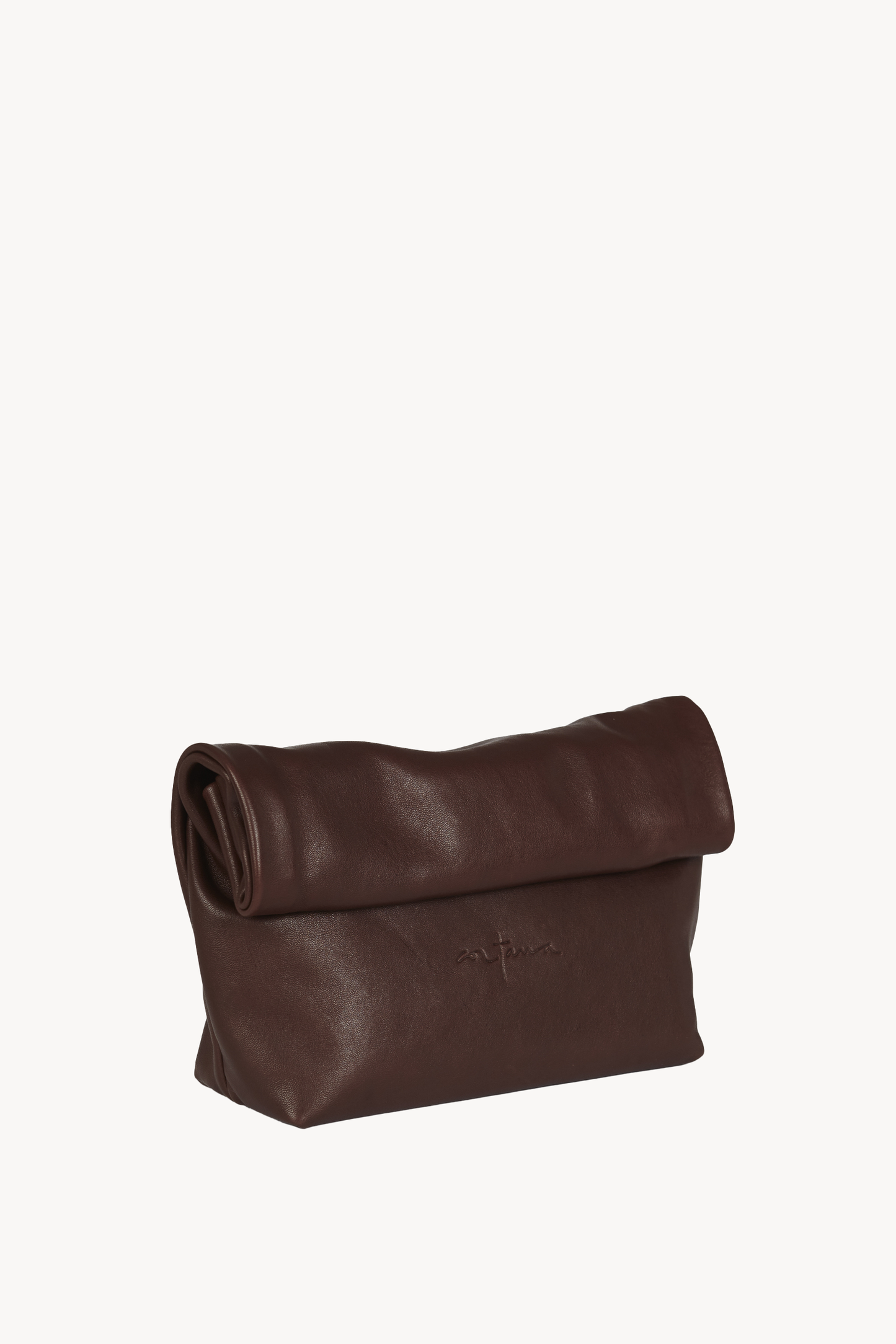 Delhi S, clutch de cuero granate oscuro