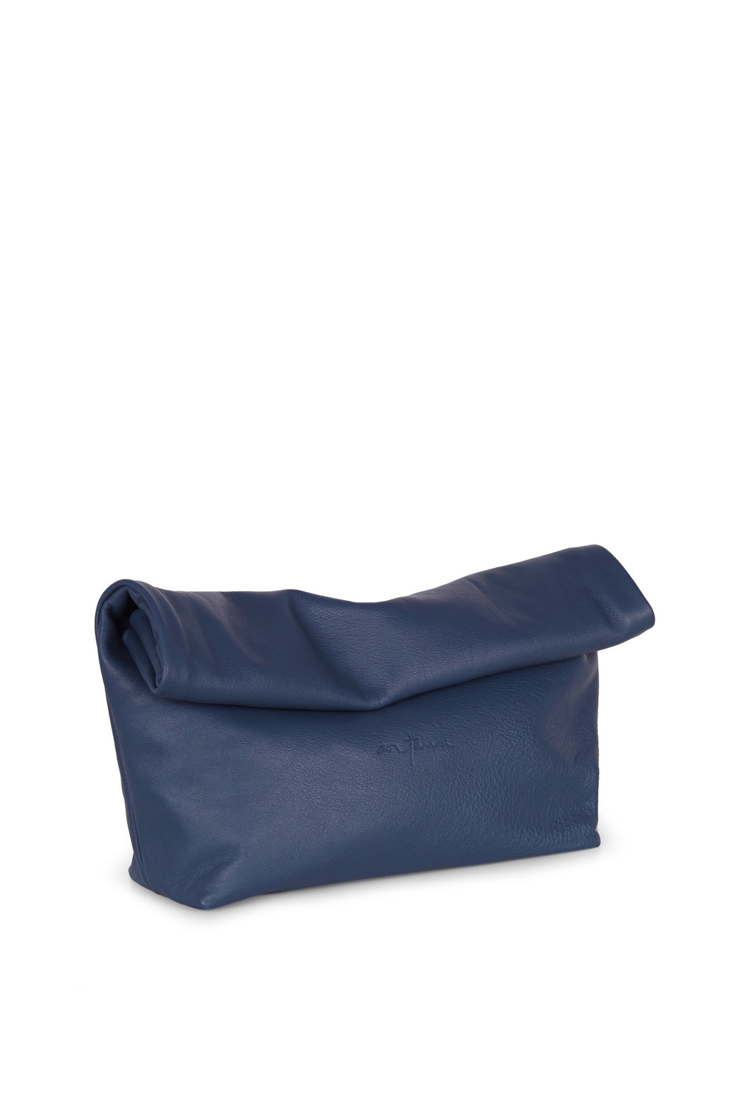 Delhi L, large navy leather clutch