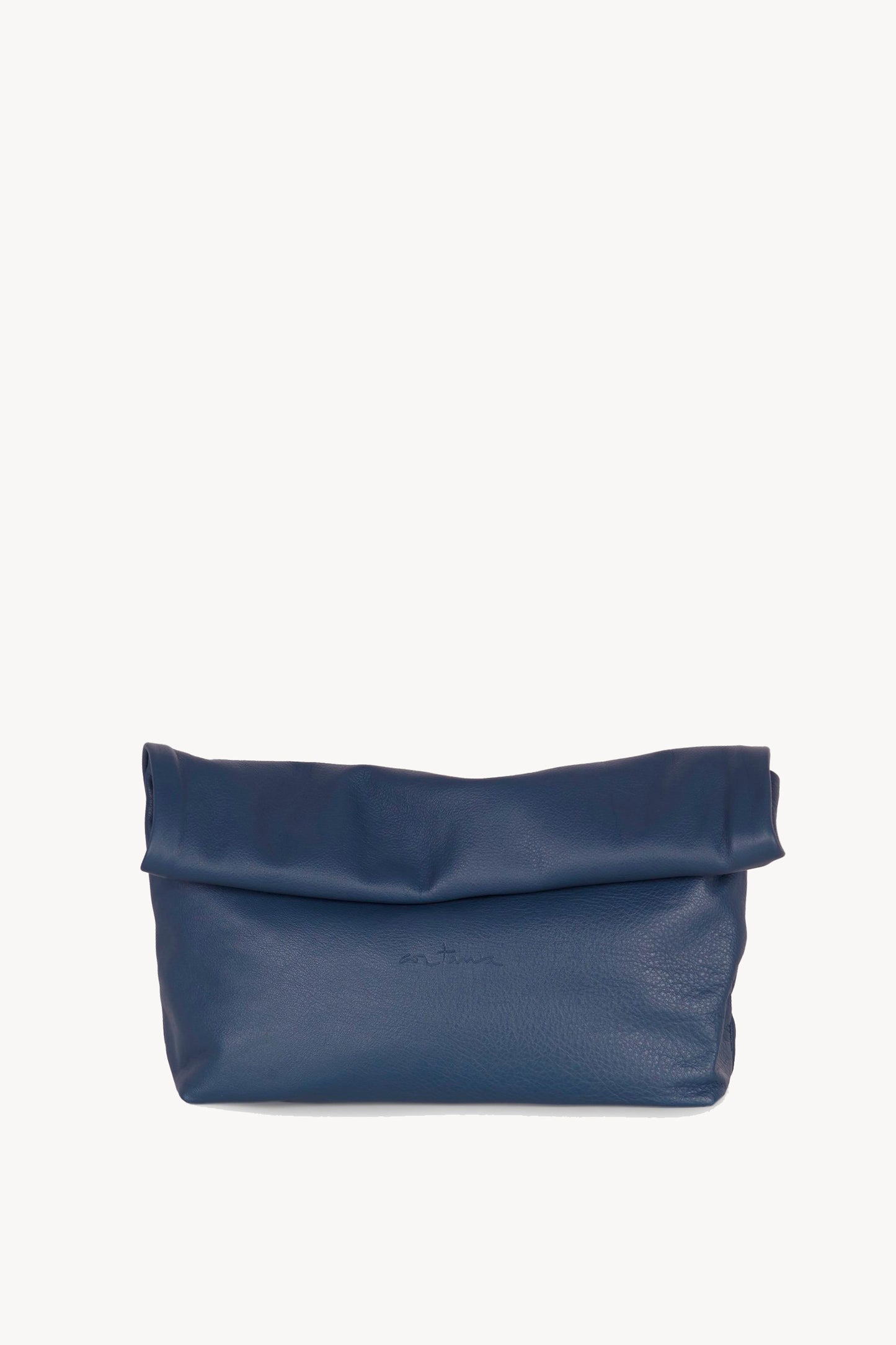 Delhi L, large navy leather clutch