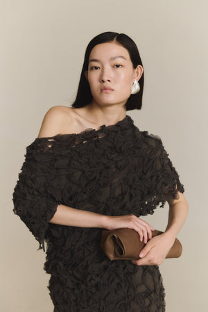 Delhi L, mocha beige leather clutch