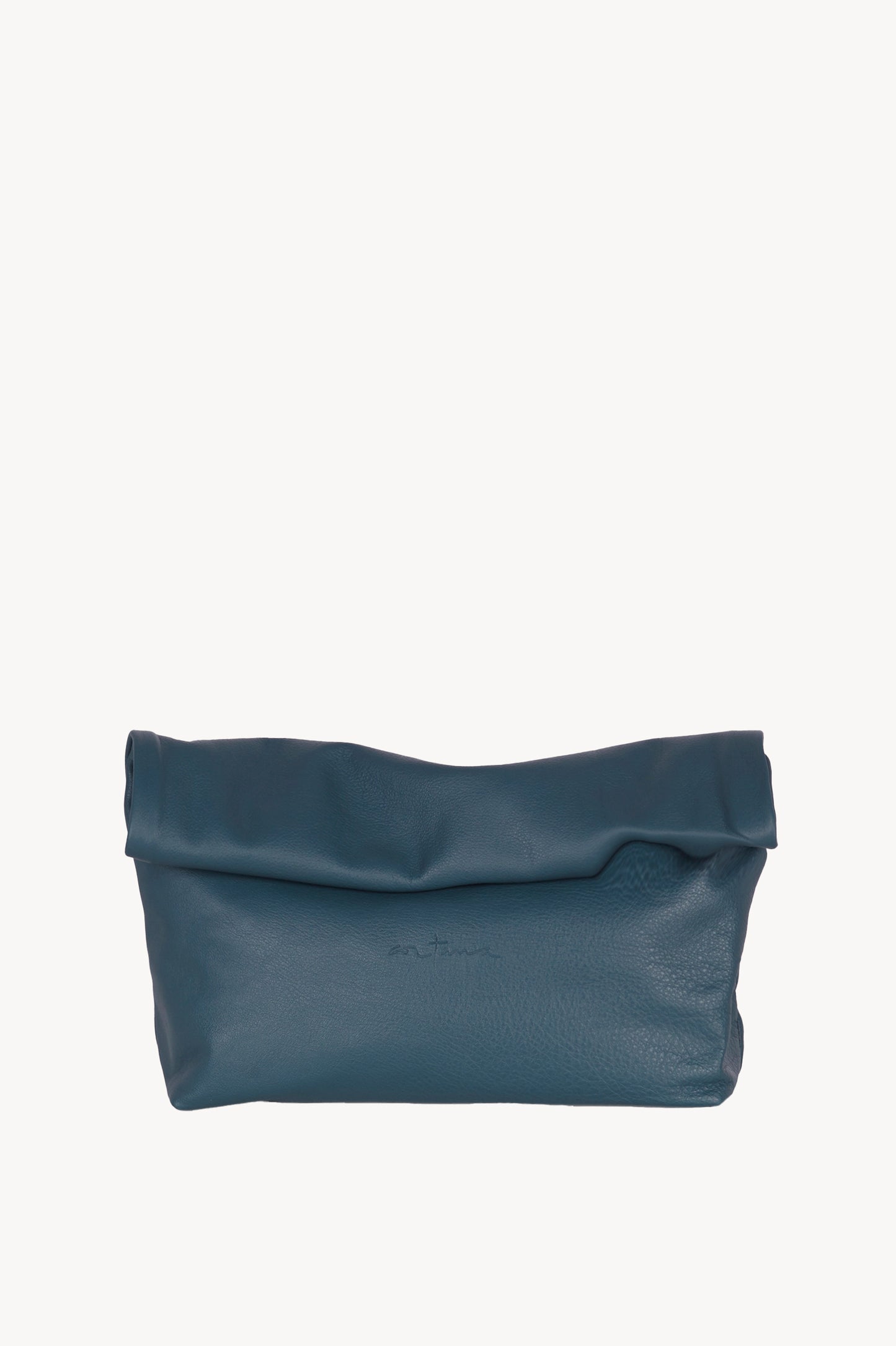 Delhi L, large clutch in ocean green leather