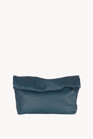 Delhi L, large clutch in ocean green leather