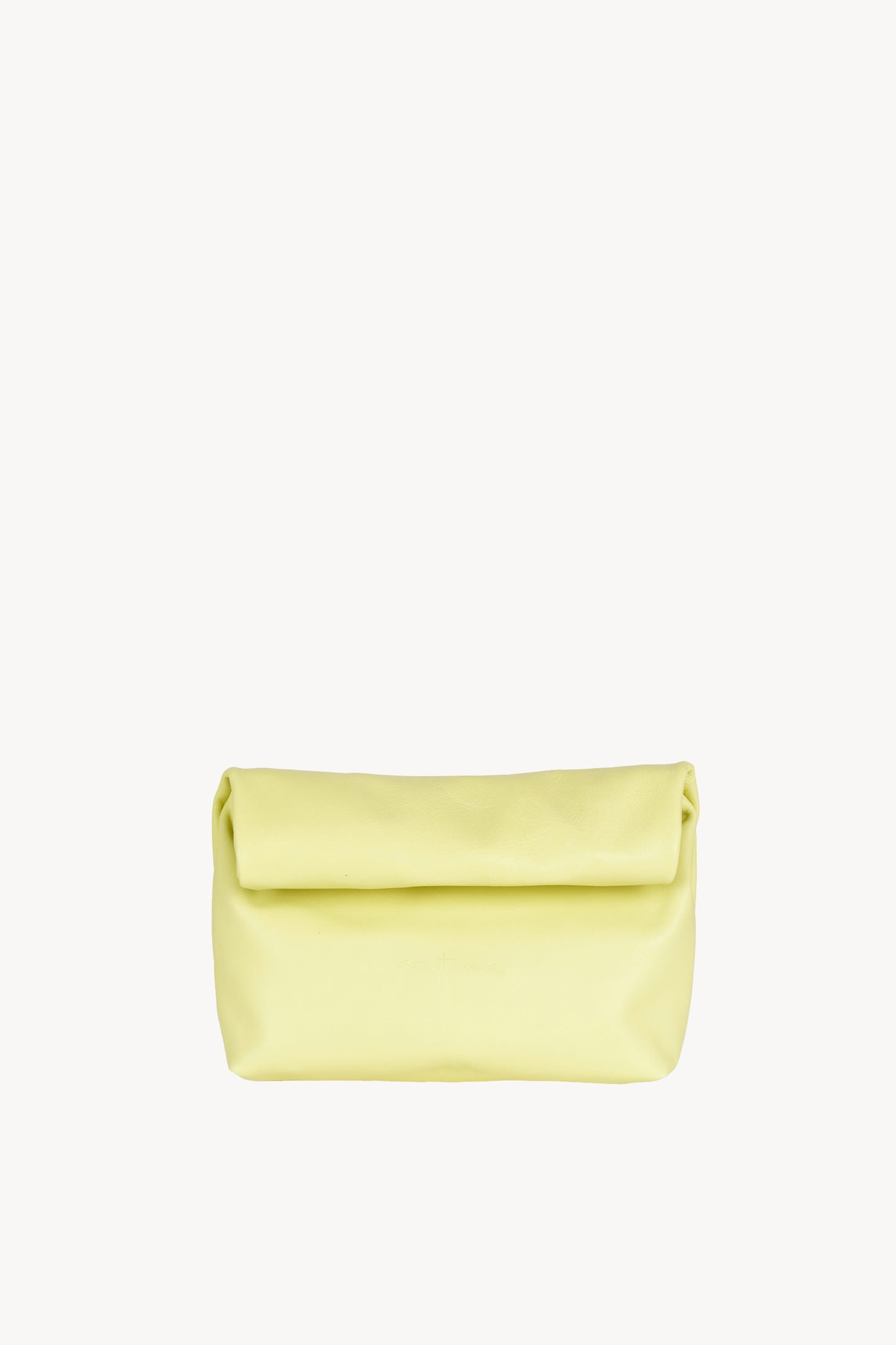 Delhi S, pale canary leather clutch