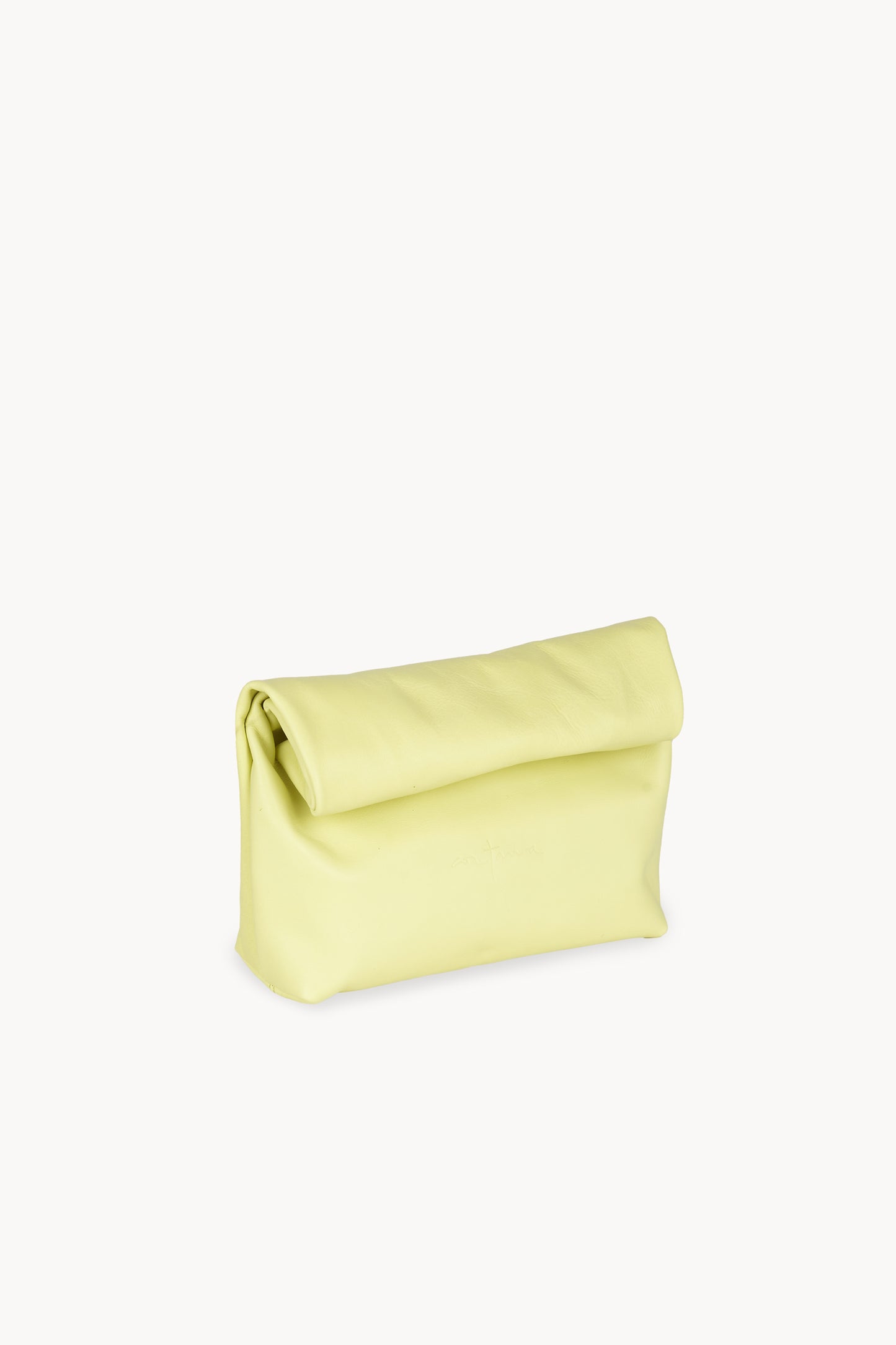 Delhi S, pale canary leather clutch