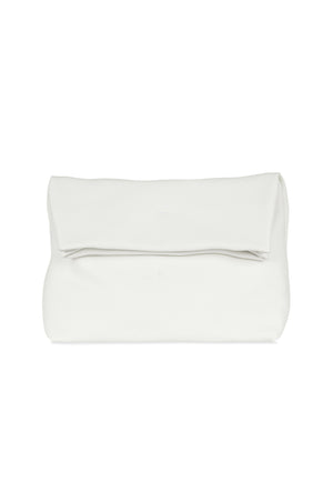 Delhi, large clutch in white leather