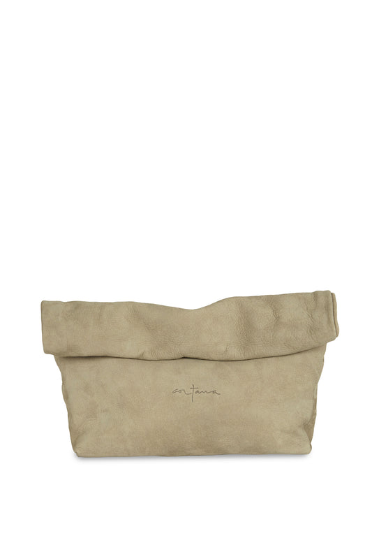 Delhi L, clutch grande de cuero verde musgo