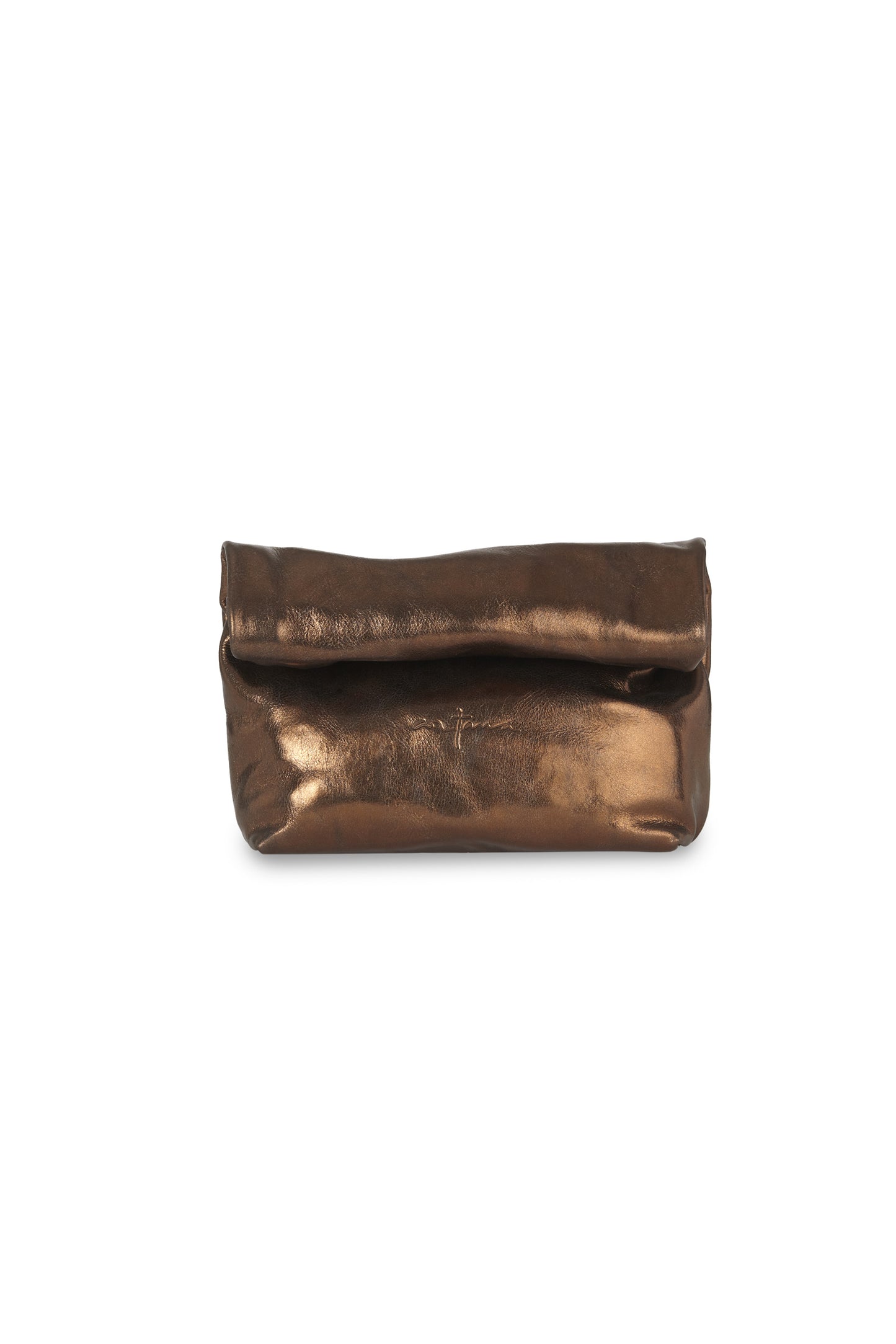 Delhi S, dark bronze leather clutch