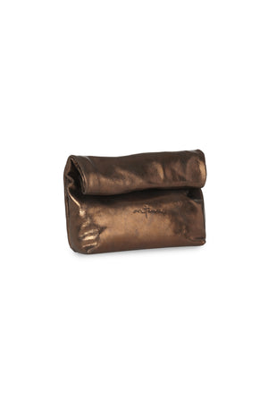 Delhi S, dark bronze leather clutch