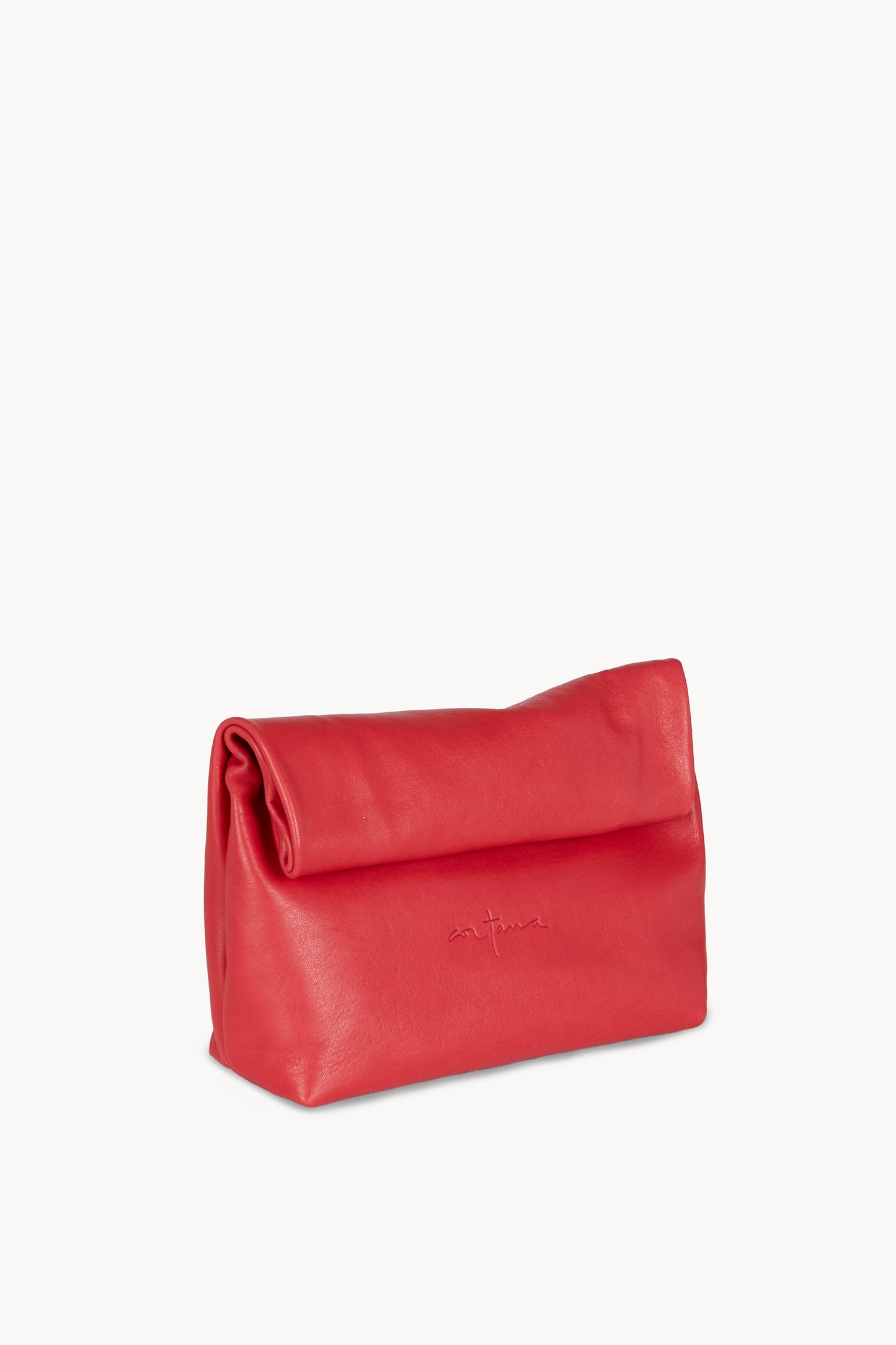 Delhi S, hibiscus red leather clutch
