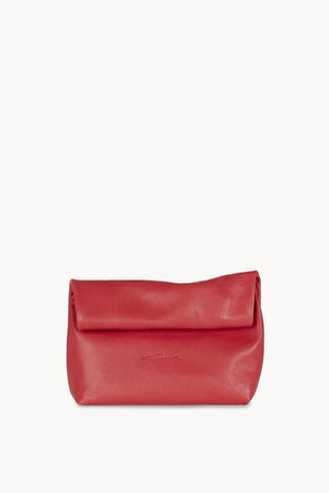 Delhi S, hibiscus red leather clutch