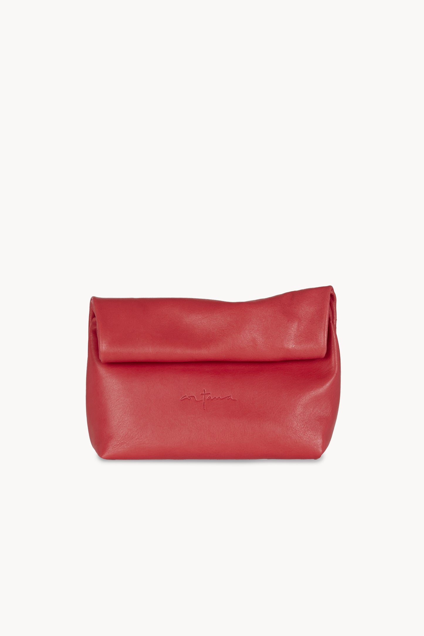 Delhi S, clutch de cuero rojo hibisco