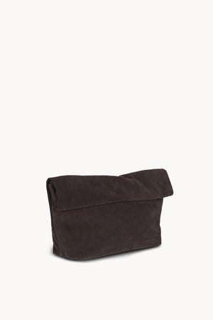 Delhi L, large café suede clutch