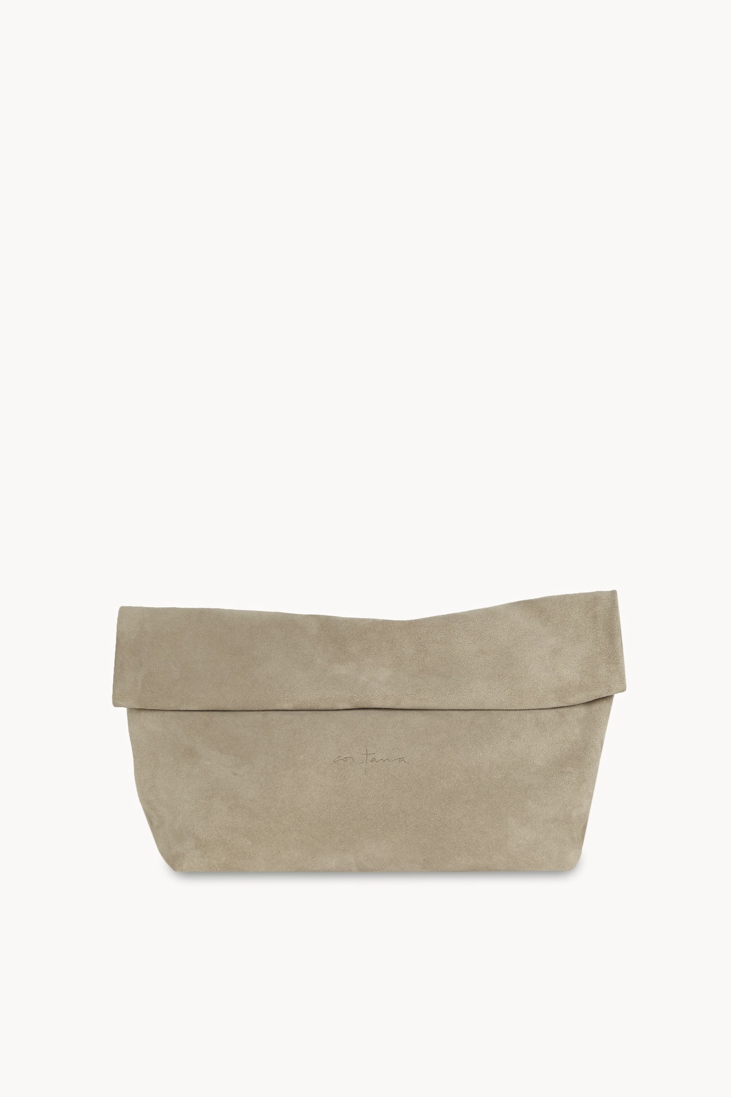 Delhi L, large dark stone suede clutch