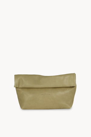 Delhi L, olive green leather large clutch