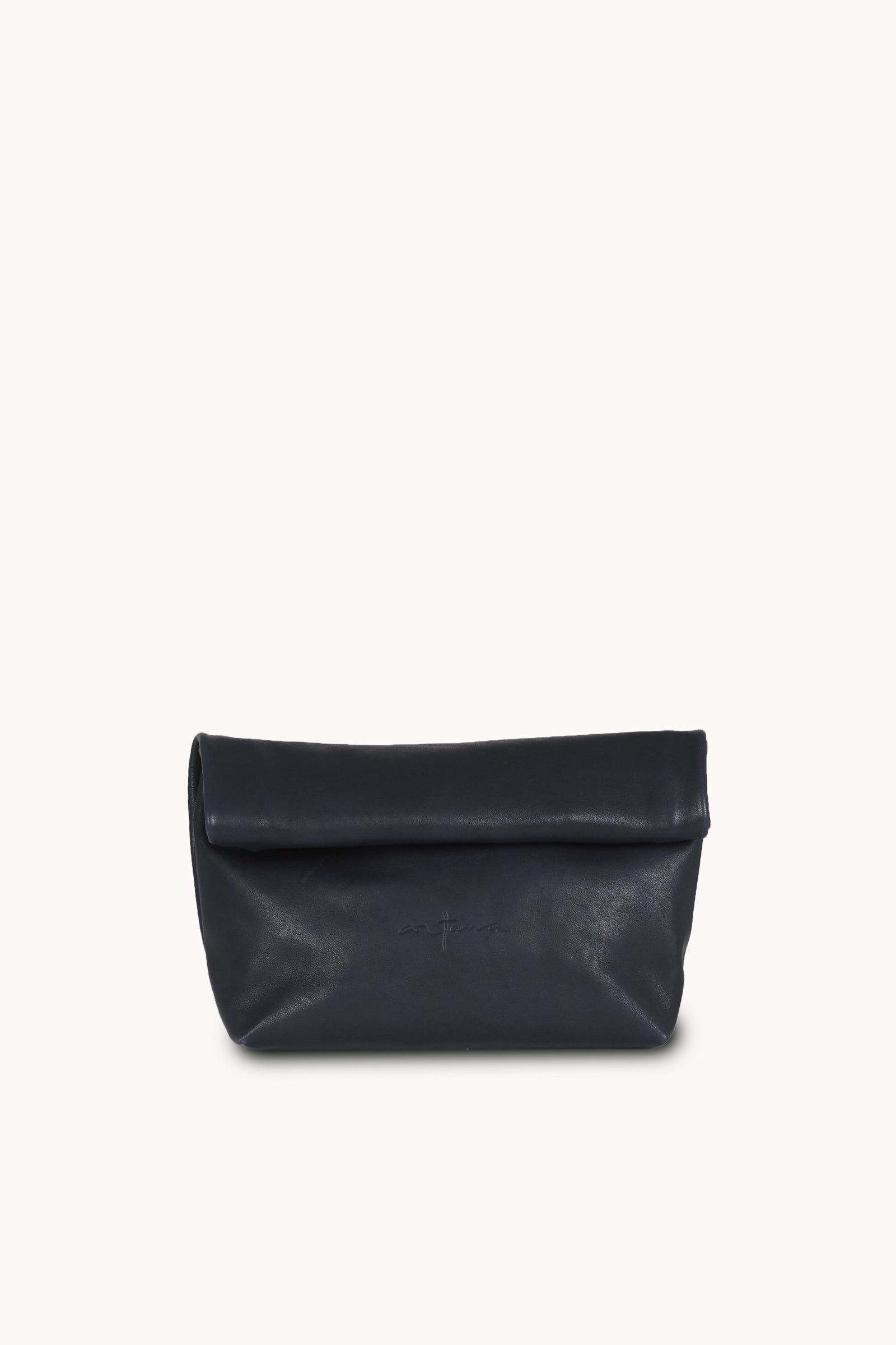 Delhi s, navy blue leather clutch
