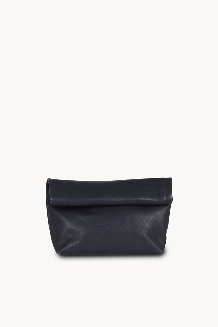 Delhi s, navy blue leather clutch